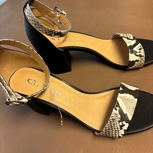 Black and White Snake Print Heels